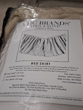 VHC Brands April & Olive Cream Bed Skirt - Farmhouse Cotton